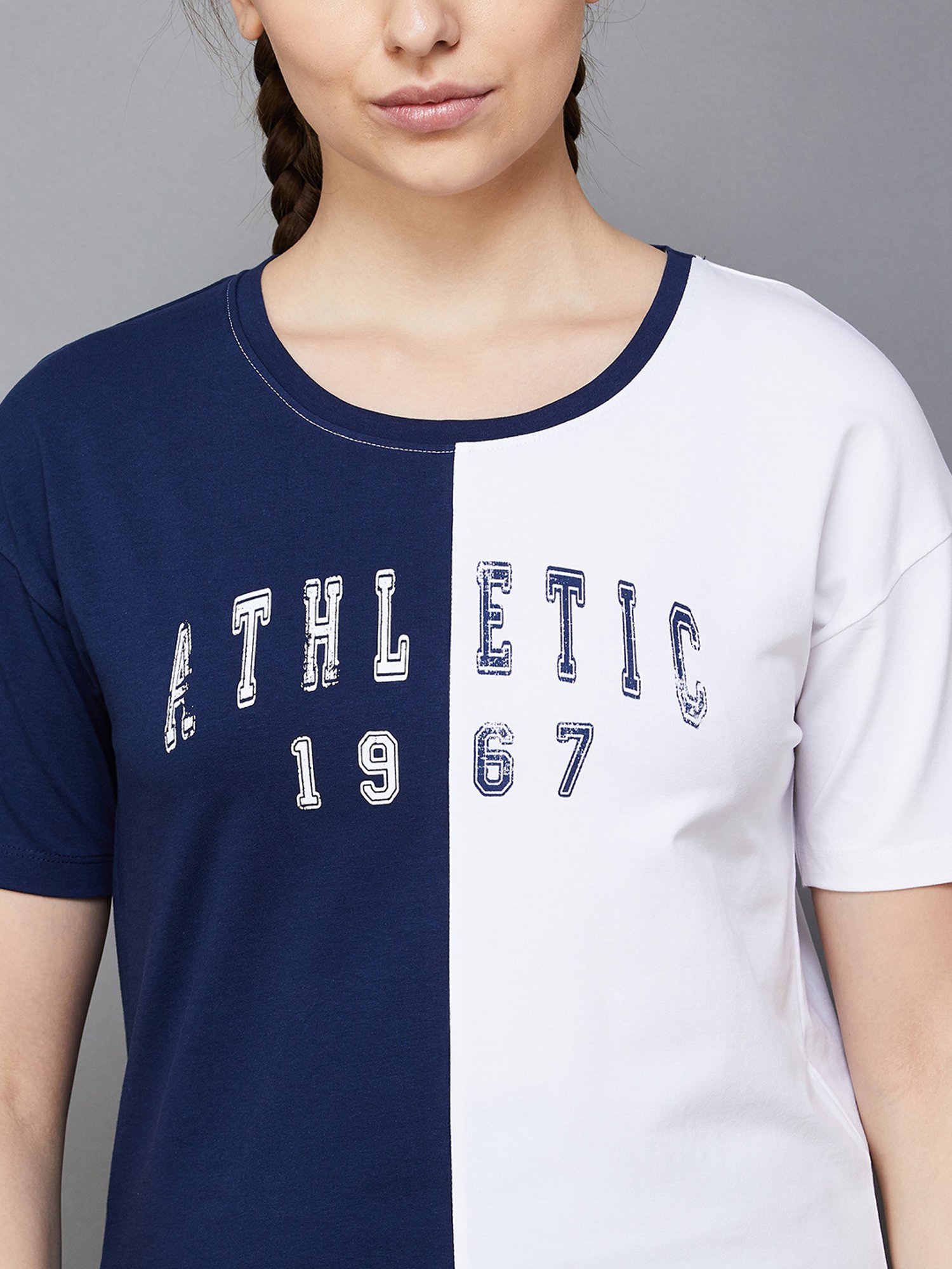 KAPPA Blue & White Cotton Printed Sports T-Shirt