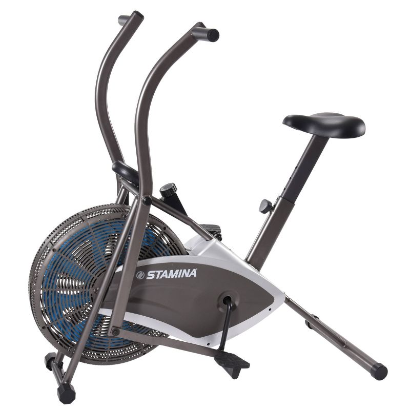 Body Flex Sports Body Rider BRF700 Stationary Full Body Cardio Exercise Upright Fan Bike with Dual Action Handlebars and Adjustable Seat
