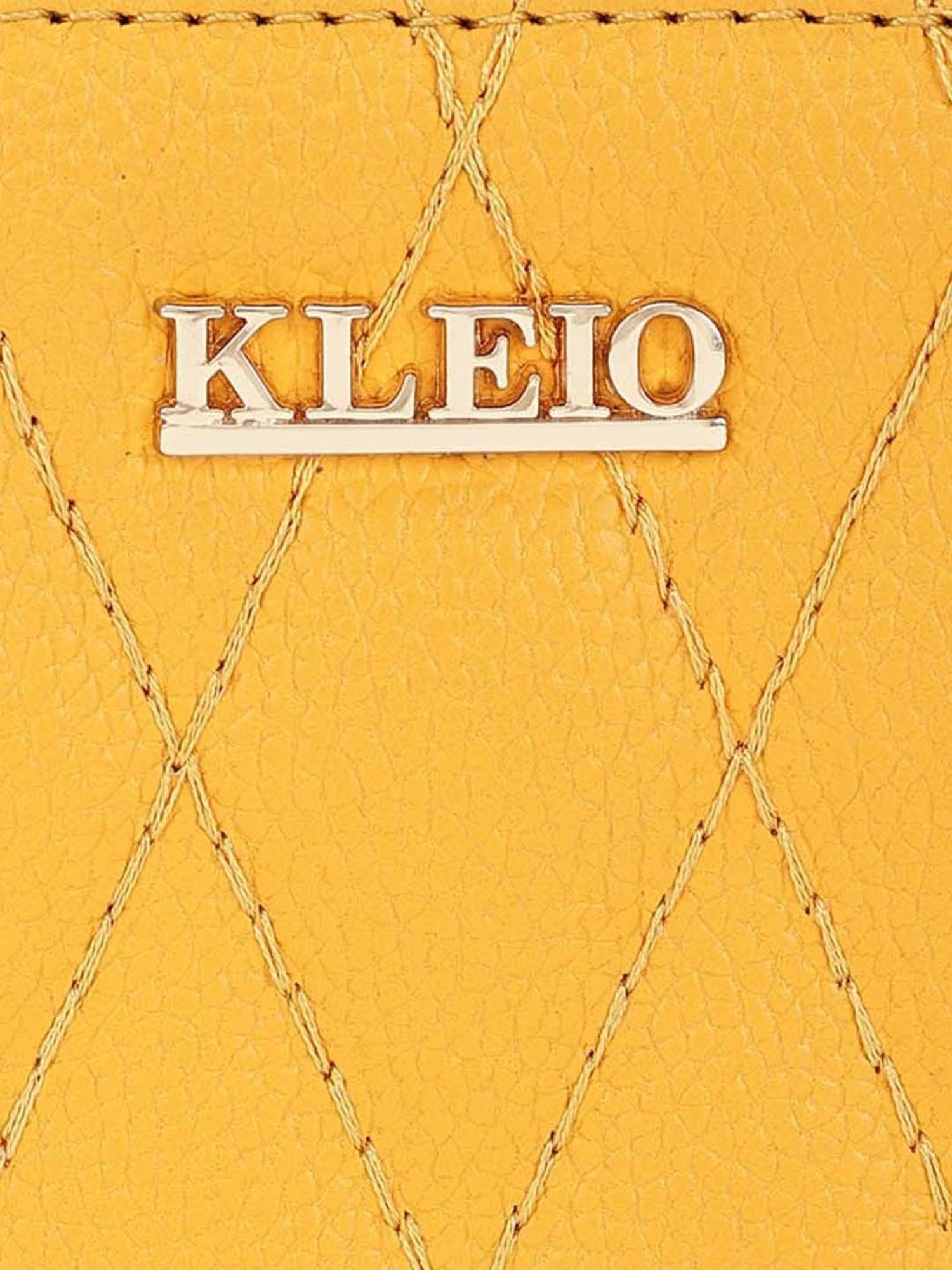 KLEIO Mustard Quilted Zip Around Wallet for Women
