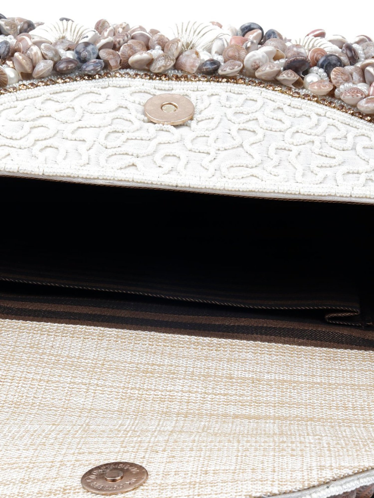 Odette Brown Embellished Handbag