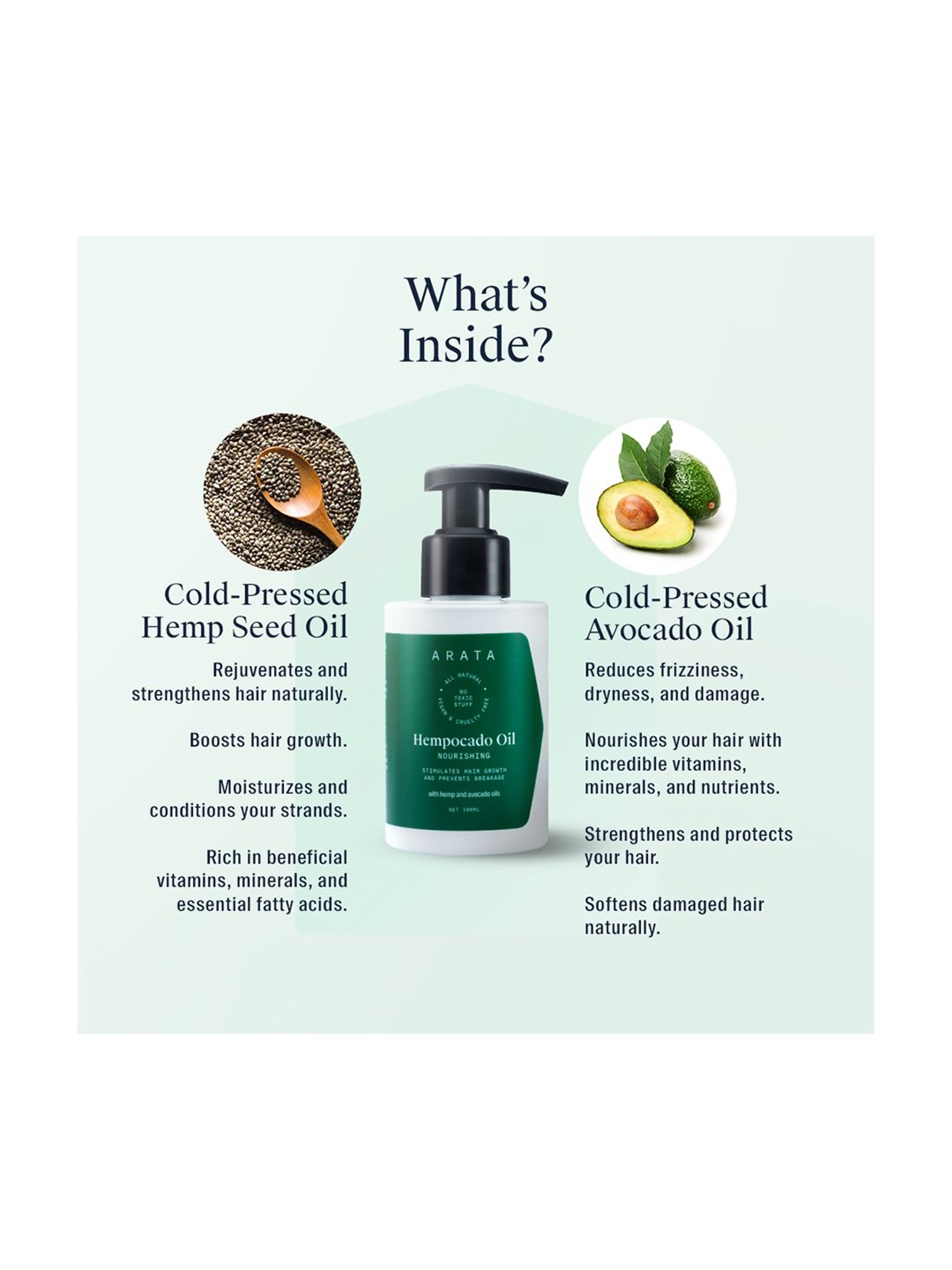 Arata Natural Nourishing Hempocado Hair Oil - 100 ml