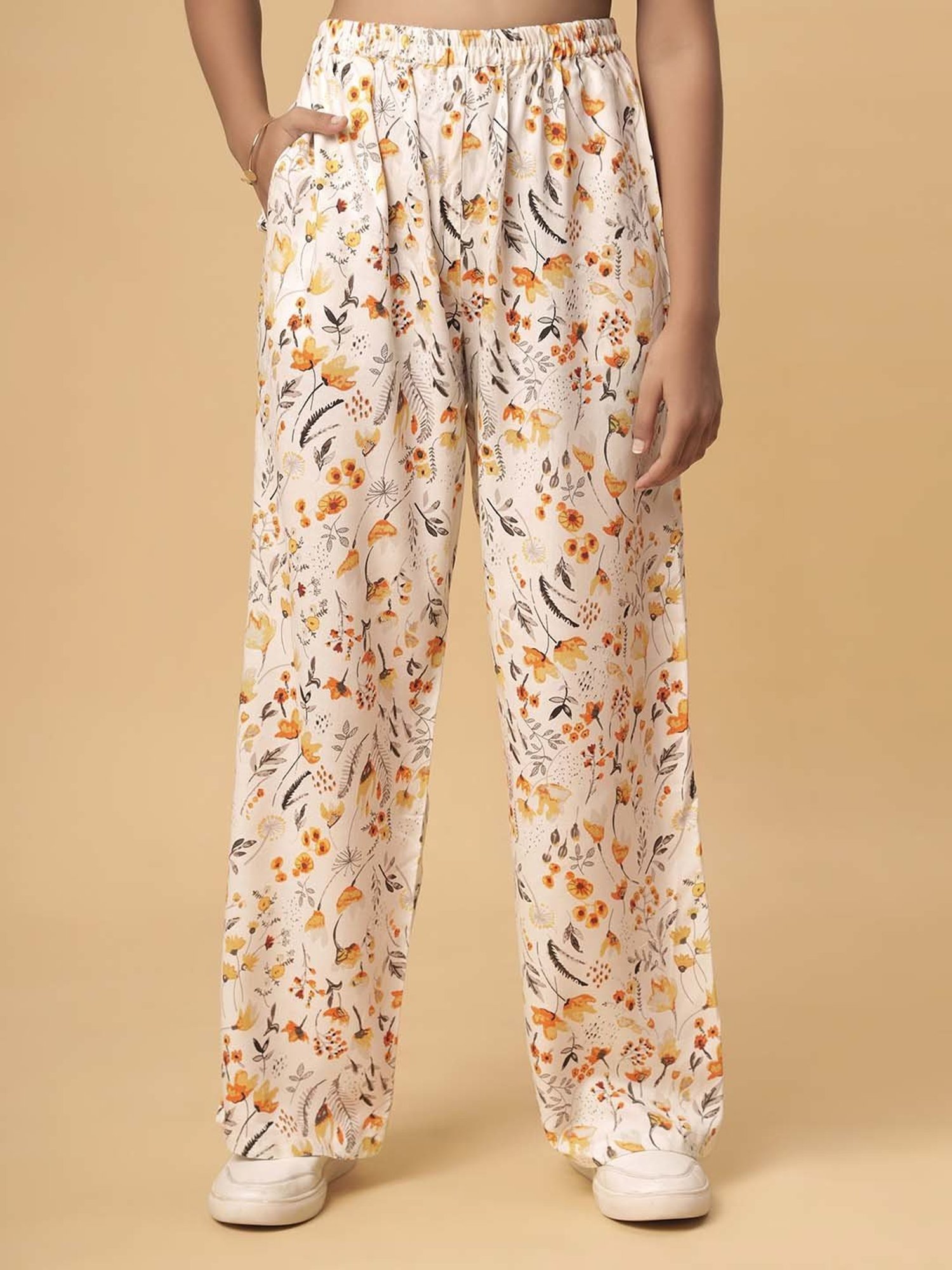 TeenTrums Kids White & Yellow Floral Print Top Set