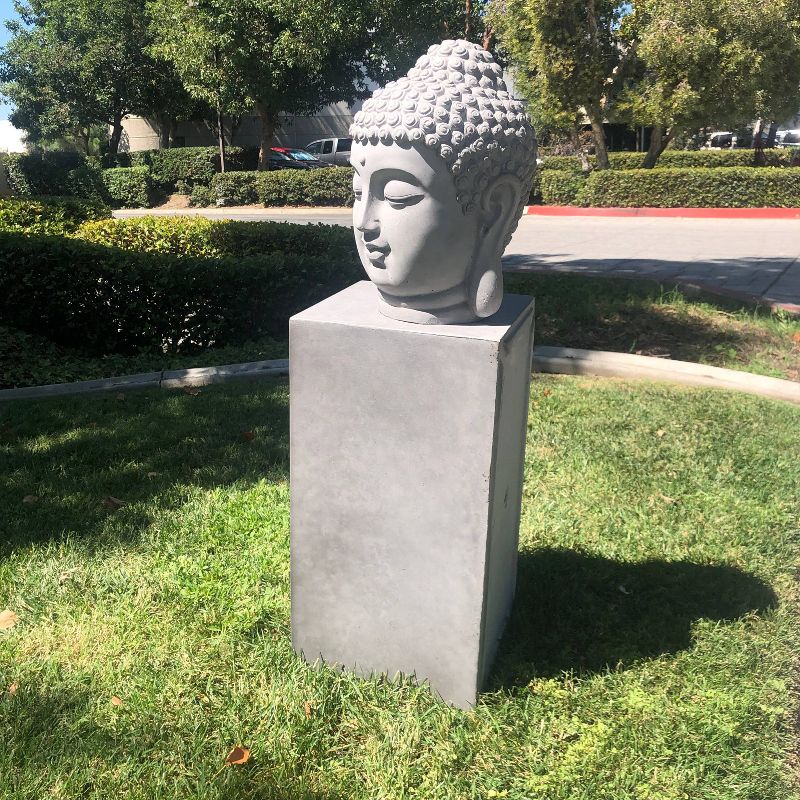 15" Concrete Lightweight Kante Indoor/Outdoor Meditating Zen Buddha Head Statue Gray - Rosemead Home & Garden, Inc.
