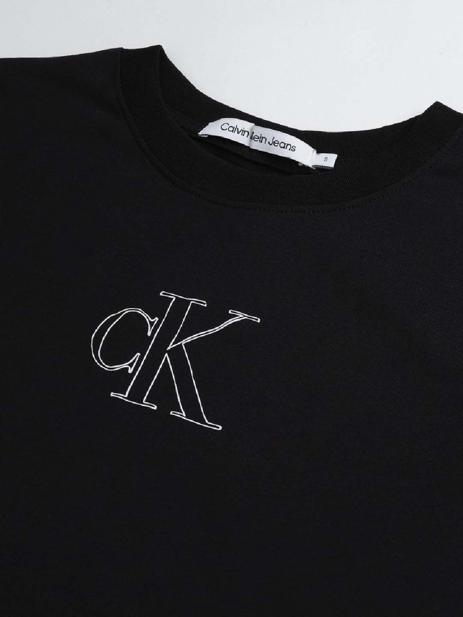 CALVIN KLEIN Black Cotton Logo Print T-Shirt