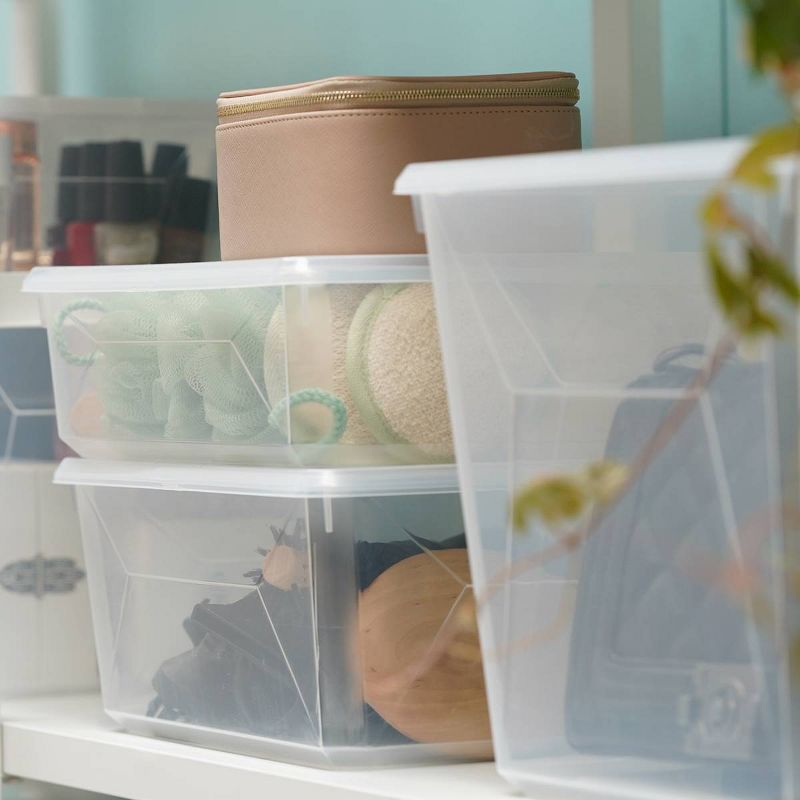 Lakeside Large Clear Plastic Storage Bins for the Kitchen and Home - Set of 3