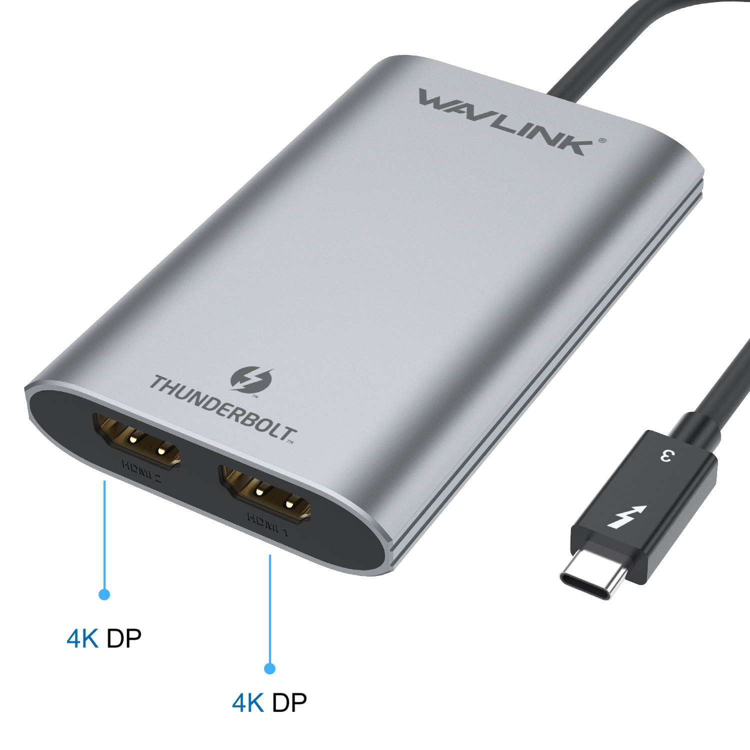 WAVLINK Thunderbolt 3 to Dual Displayport 1.4 Adapter,Single 8K@30Hz & Dual 4K@60Hz or FHD@144KHz Display for Mac & Windows More Efficient Home Office and Gaming, Plug and Play