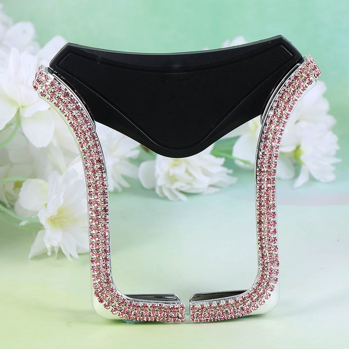 Rhinestone U Shape Car Air Vent Phone Bracket Navigation Telescopic Gravity Holder (Silver)