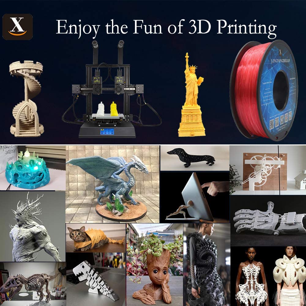 XTZL3D |  Light Through Transmission  PLA 3D Printer Filament Pink,1kg, 1.75mm