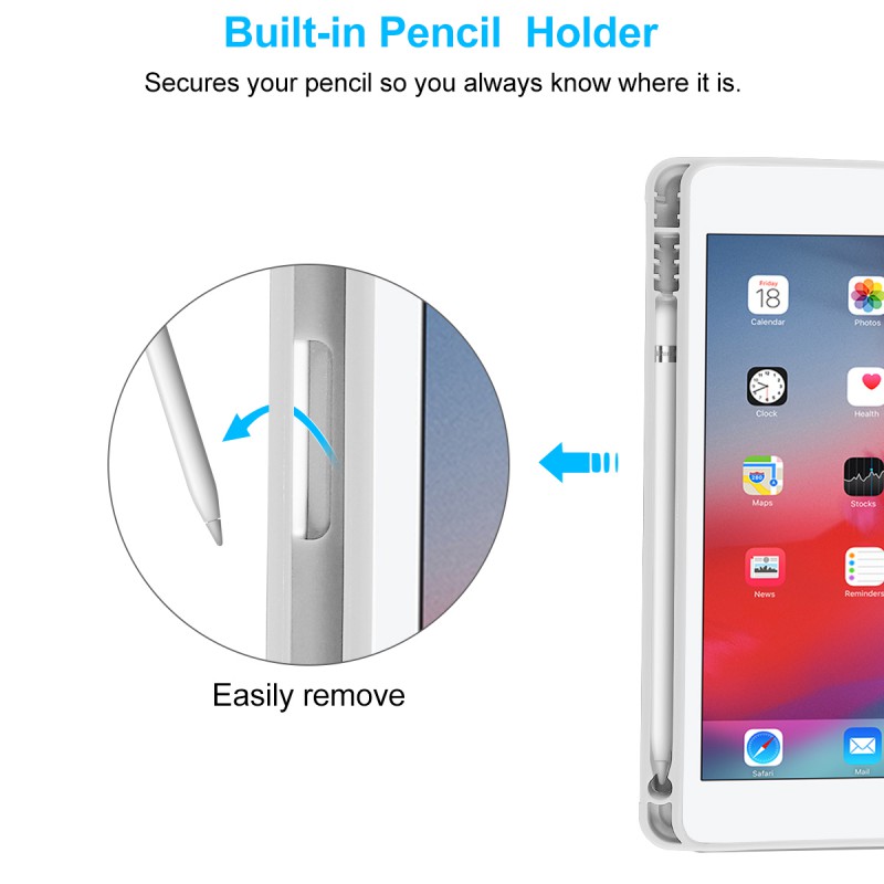 For IPad 10.2 Inch Case, Ultrathin Trifold PU Leather+Soft Silicone Stand Cover With Pencil Holder, Auto Sleep/Wake For IPad 8th 2020 / IPad 7th 2019 10.2 Inch