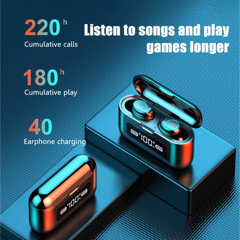 Wireless Earbuds, Bluetooth 5.0 Wireless Bluetooth Earbuds with 1200mAh Rechargeable Case, 220H Playtime Hi-Fi Stereo Sound Earbuds, Built-in Mic IPX7 Waterproof Earphones for Sports, Gym, Black