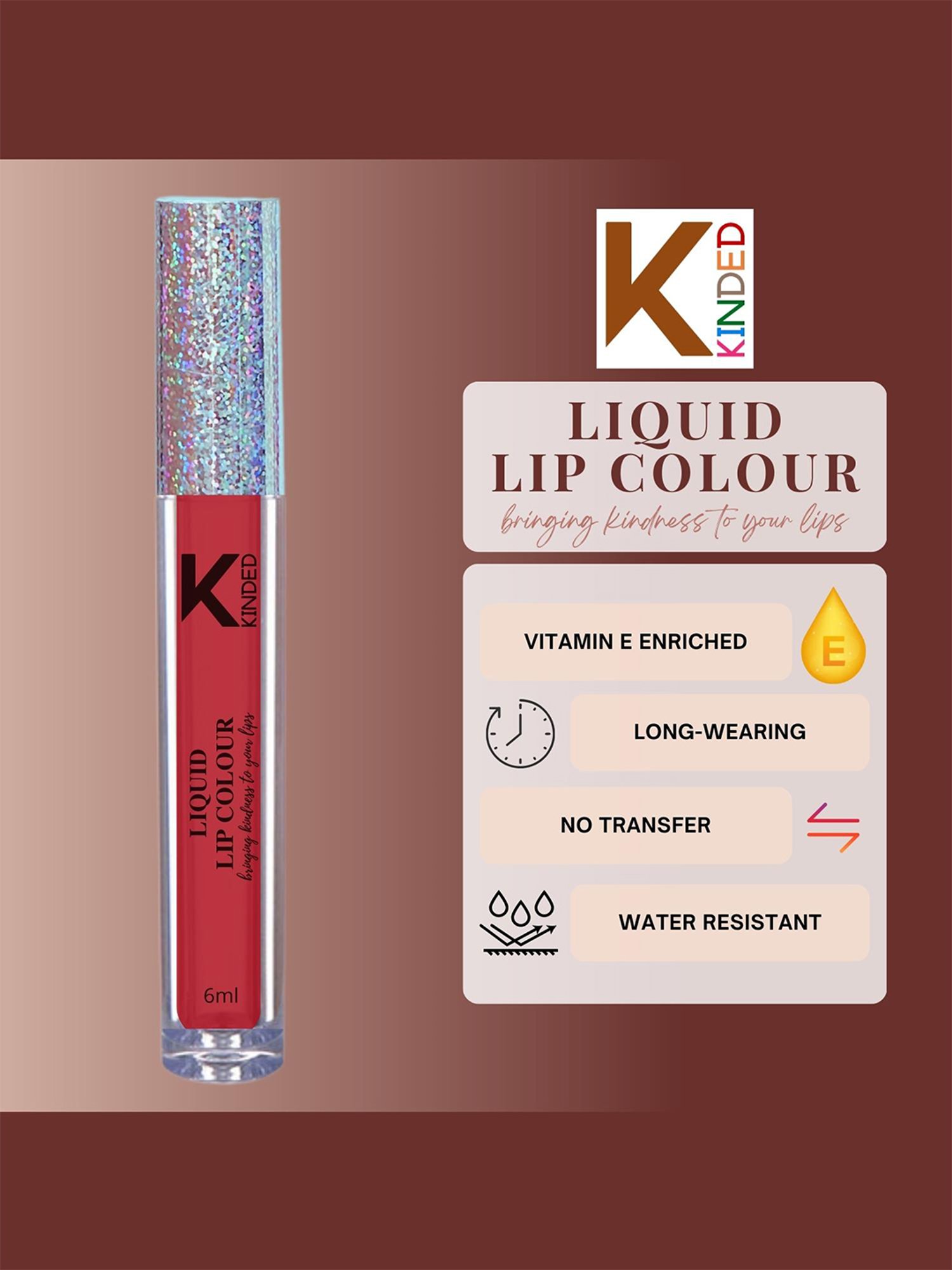 KINDED Liquid Lip Colour 04 Brick Red - 6 ml