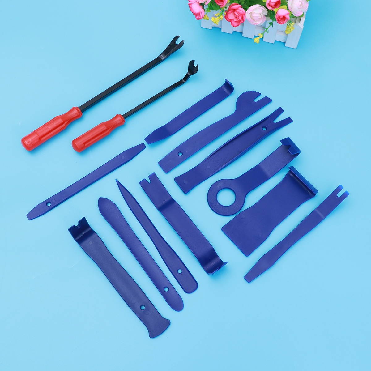 13 in 1 Auto Car Audio Door Dash Trim Panel Install and Removal Pry Tools with Carrying Bag (Blue)