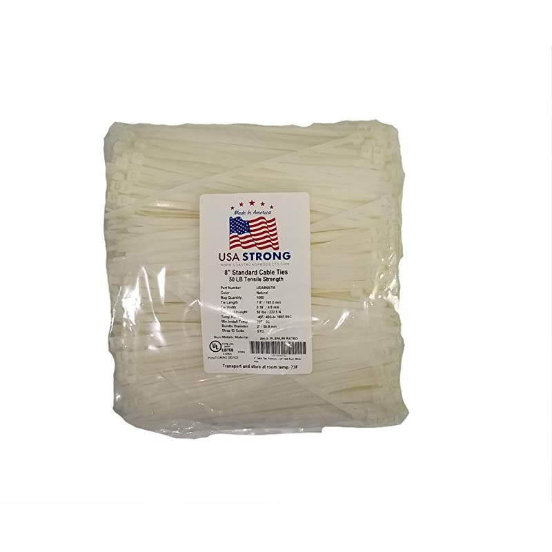 Ties Standard Duty 76 Inch Premium Nylon Wire Management ZipTies 50 LB Tensile Strength USA Strong Ties 1000 Pack Natural White