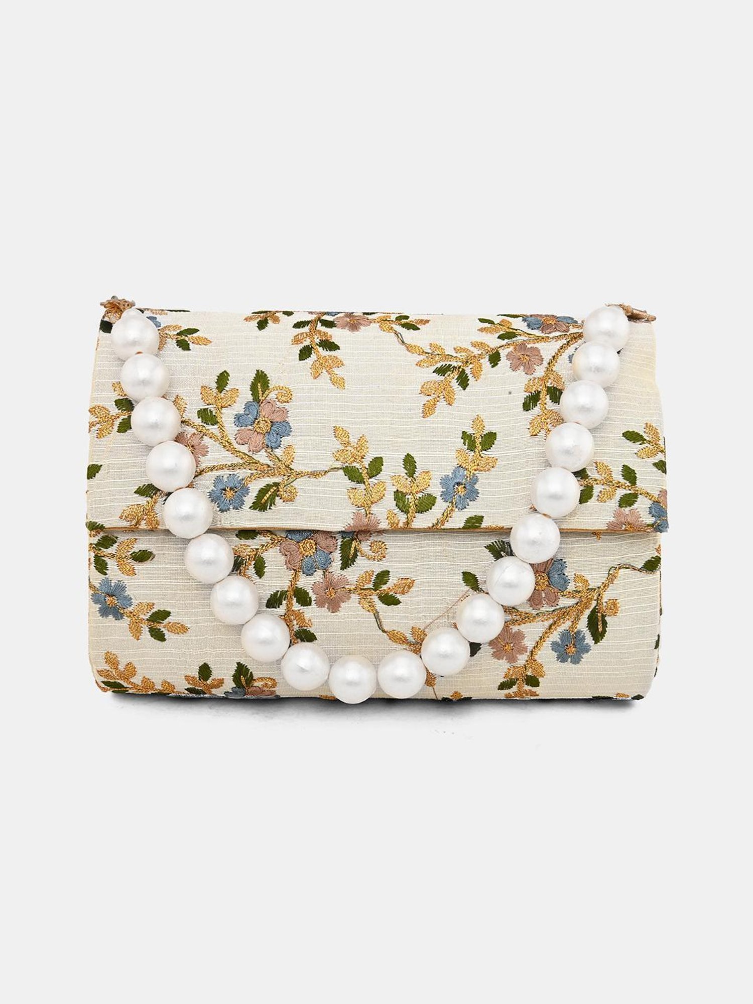 Gaurapakhi White Embroidered Envelope Clutch