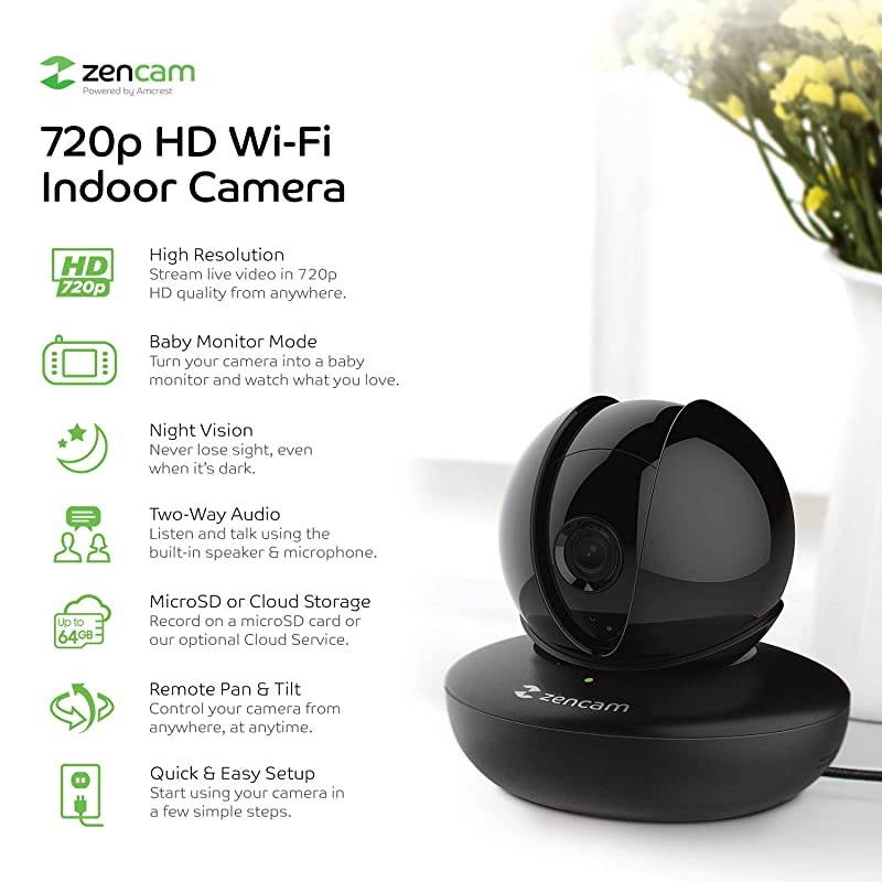 Amcrest  WiFi Camera Pet Dog Camera Nanny Cam with TwoWay Audio Baby Monitor with Cell Phone App PanTilt WiFi Wireless IP Camera Micro SD Card RTSP Cloud Night Vision M1B