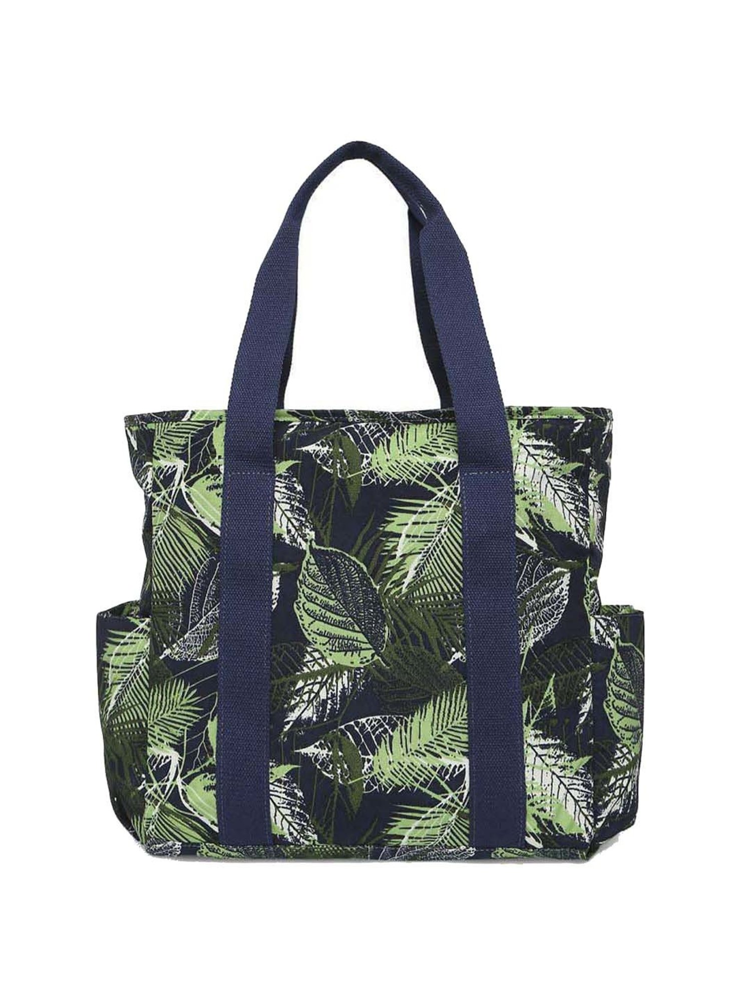 Baomi Blue & Green Printed Medium Tote Handbag