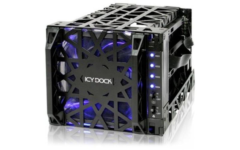 Icy Dock Black Vortex MB074SP-1B Drive Enclosure - Serial ATA Host Interface Internal - Black - 4 x 3.5" Bay