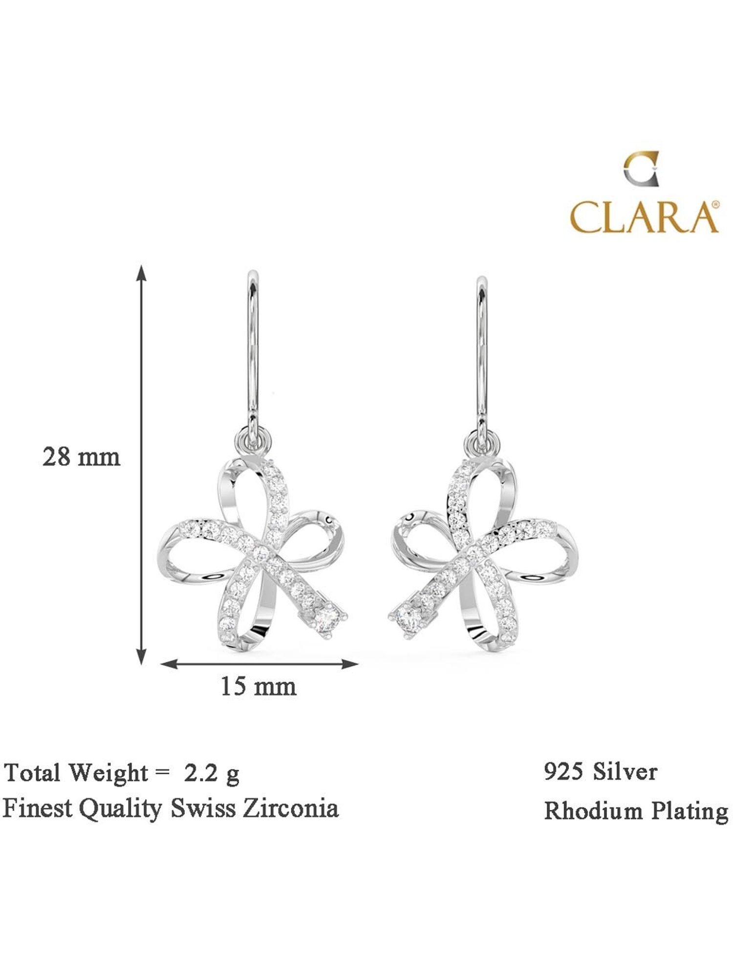 Clara 92.5 Sterling Silver Vega Earrings for Women