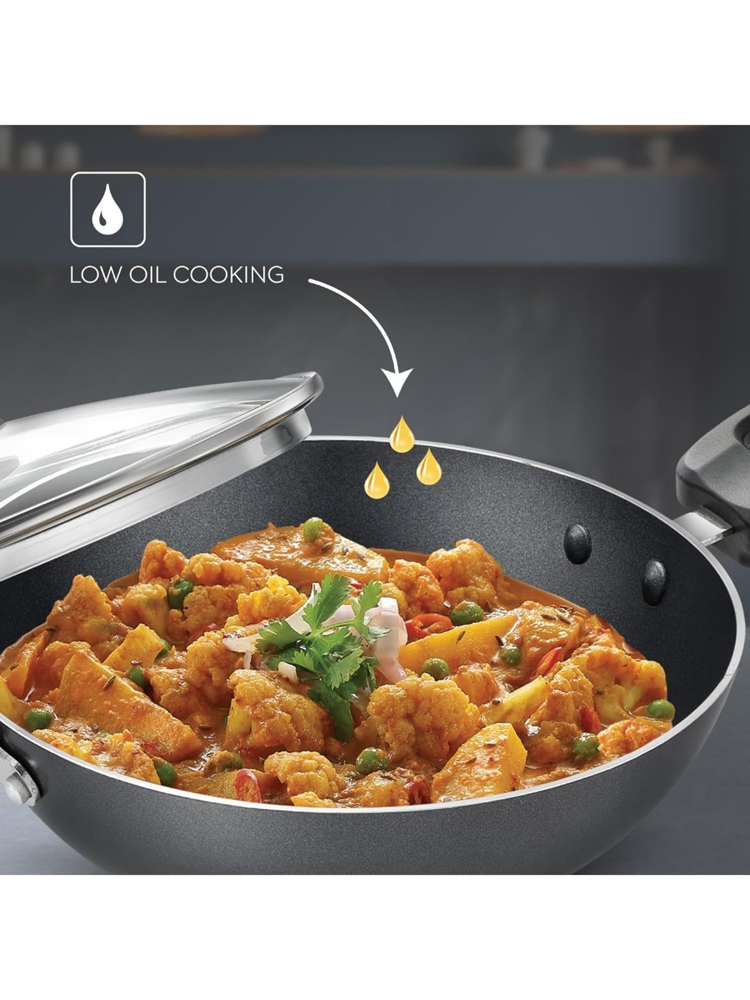 Judge by Prestige Everyday Black Aluminium Kadhai 28 cm with Lid 3.4 L