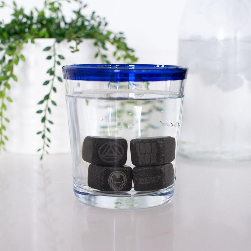 Surreal Entertainment Iron Man Collectible | Marvel Cold Stones Set | Iron Man Granite Beverage Cubes