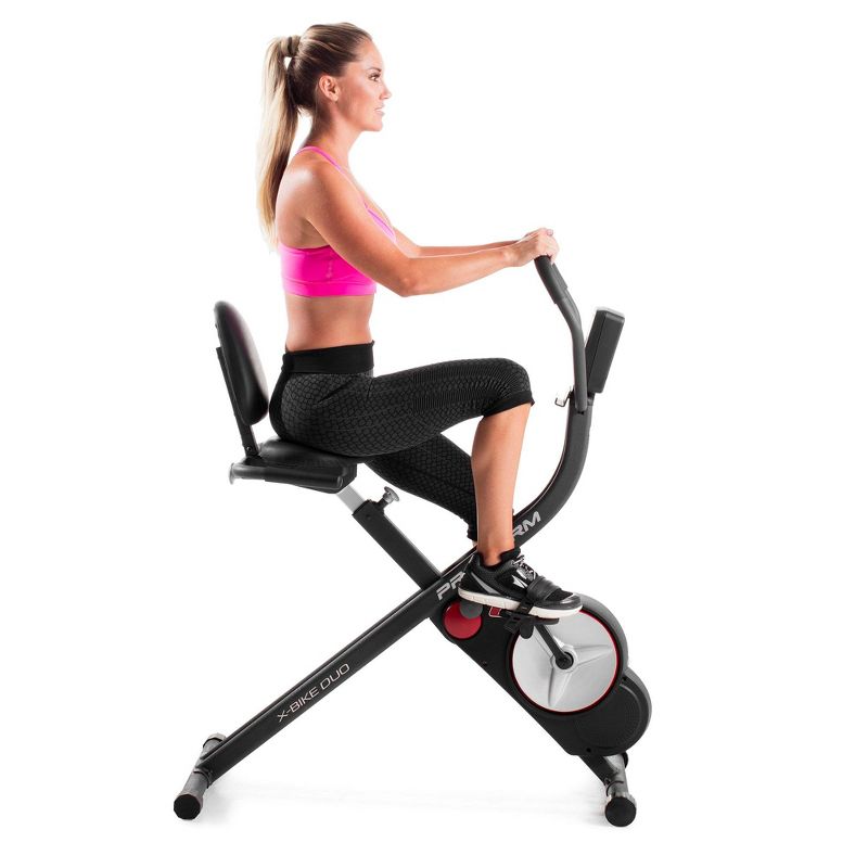 Body Flex Sports Body Rider BRF700 Stationary Full Body Cardio Exercise Upright Fan Bike with Dual Action Handlebars and Adjustable Seat