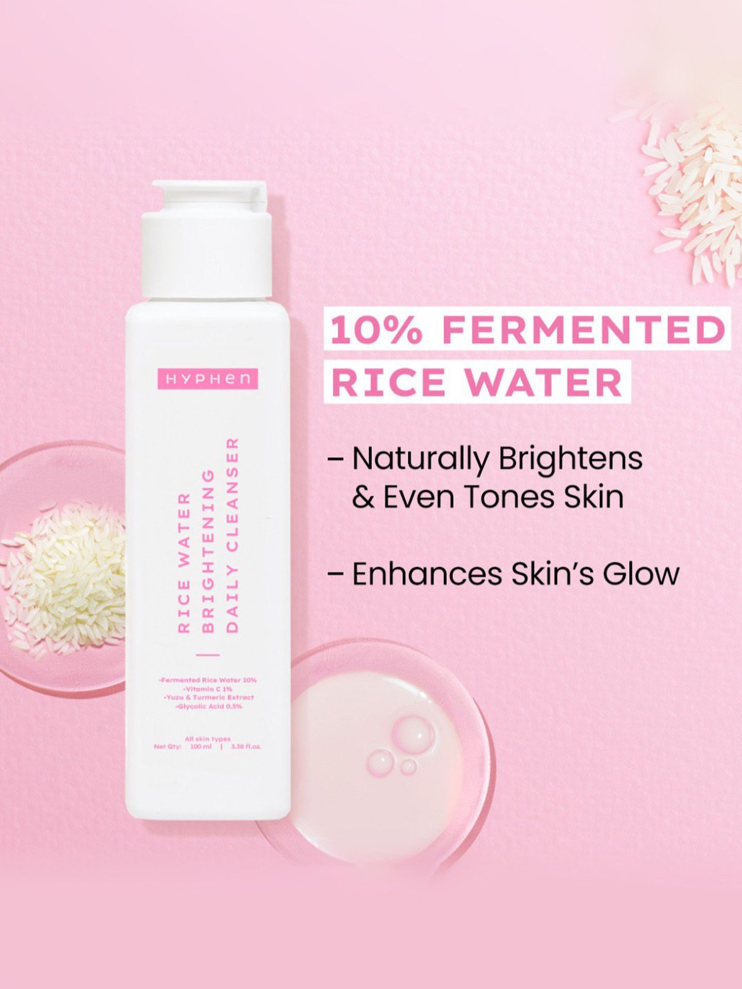 Hyphen Rice Water Brightening Daily Cleanser - 100 ml
