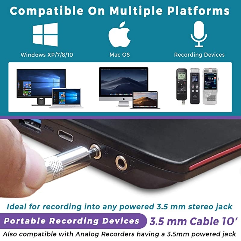 35 mm Pathology Dictation Professional Gooseneck Conference Microphone for Laboratory