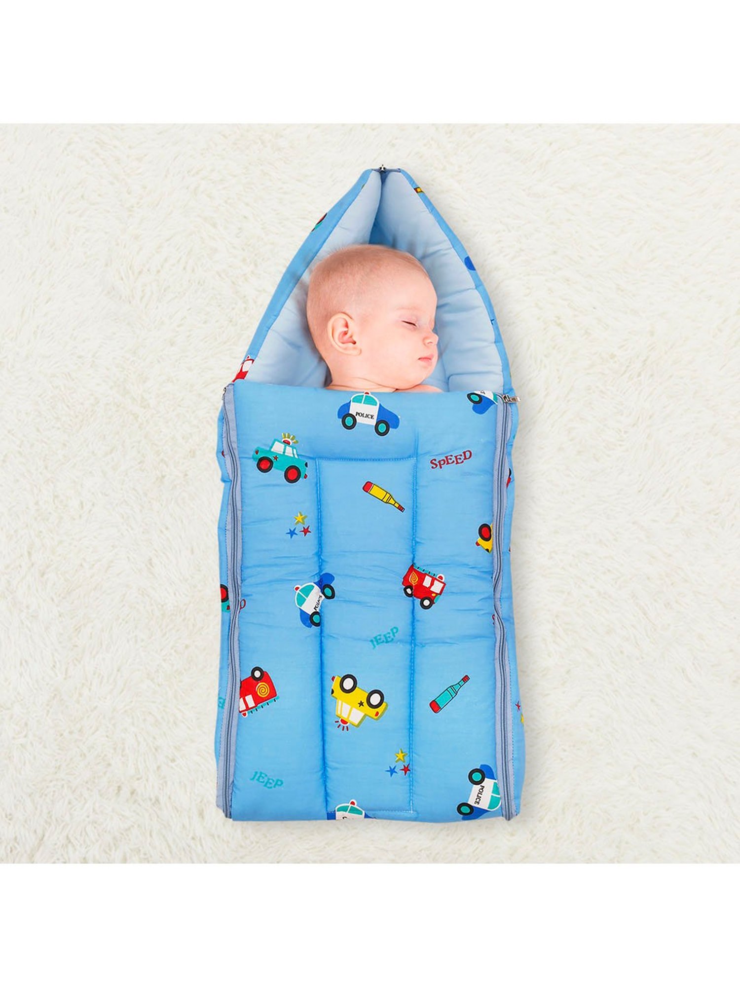 Baby Moo Vintage Ride Yellow Mattress with Fixed Neck Pillow and Bolsters