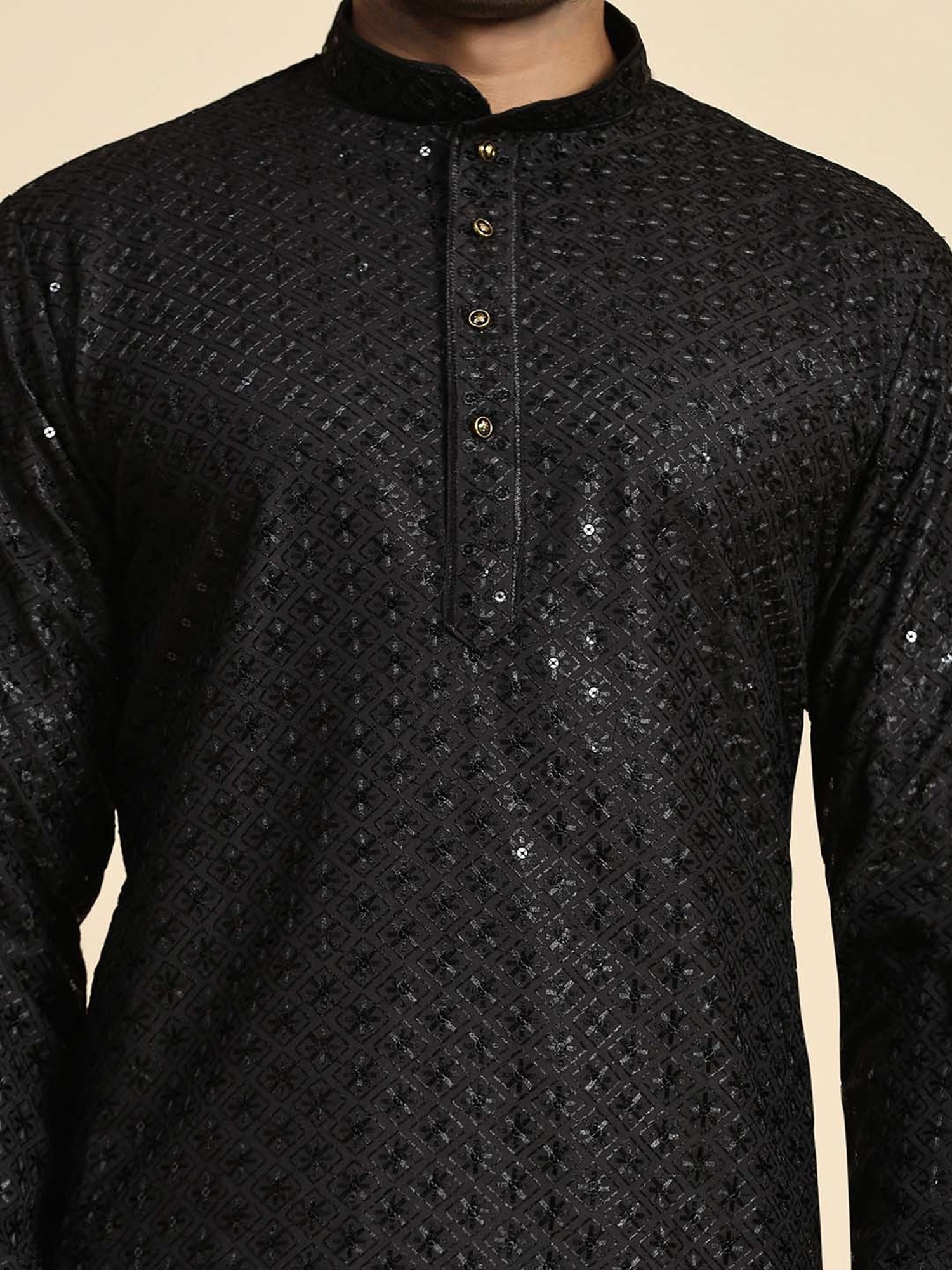 Pro-Ethic Style Developer Black & White Regular Fit Embroidered Kurta & Pyjamas Set