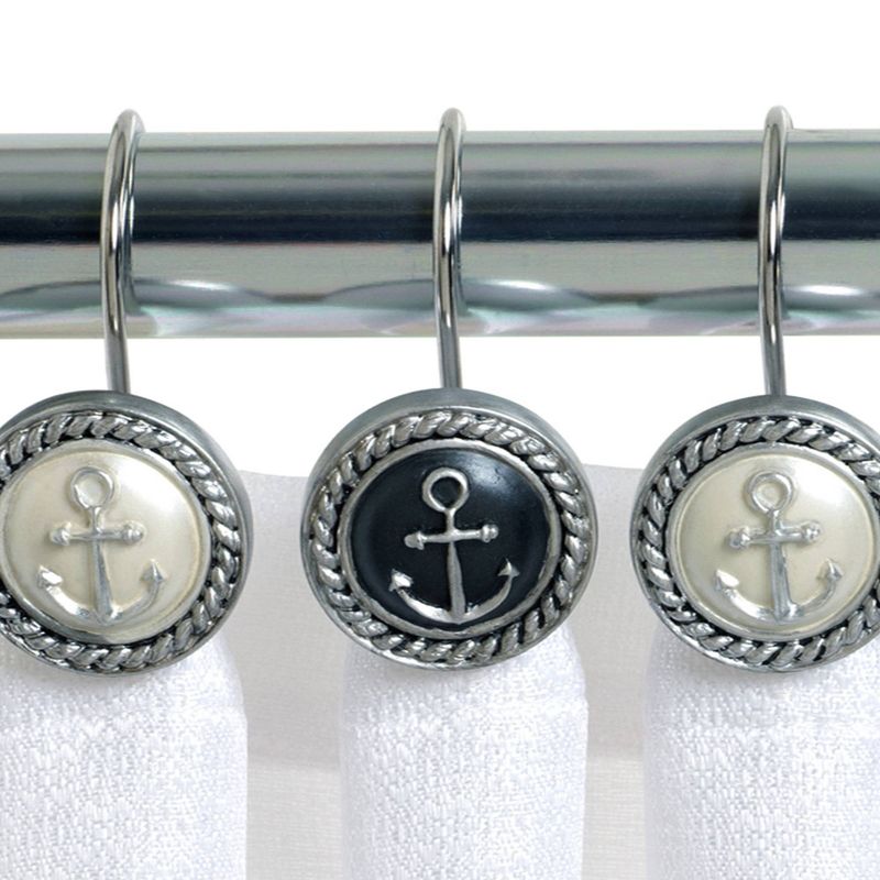 Beach Cottage Resin Slate Novelty Shower Curtain Hooks Natural/Slate - India Ink