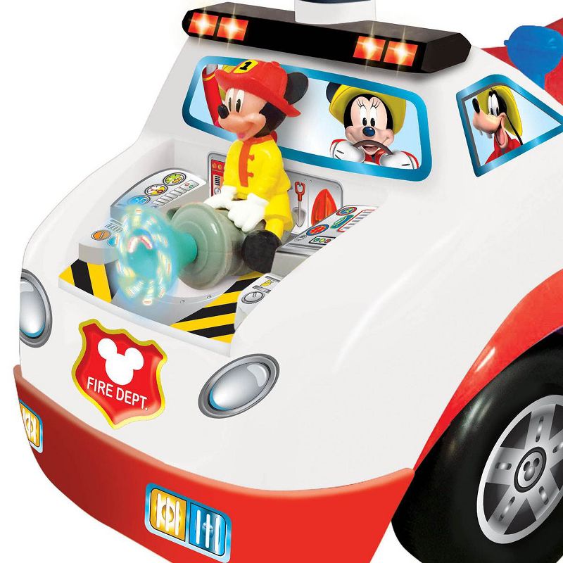 Kiddieland Disney Mickey Mouse Fire Truck Activity Interactive Ride On Car, Red