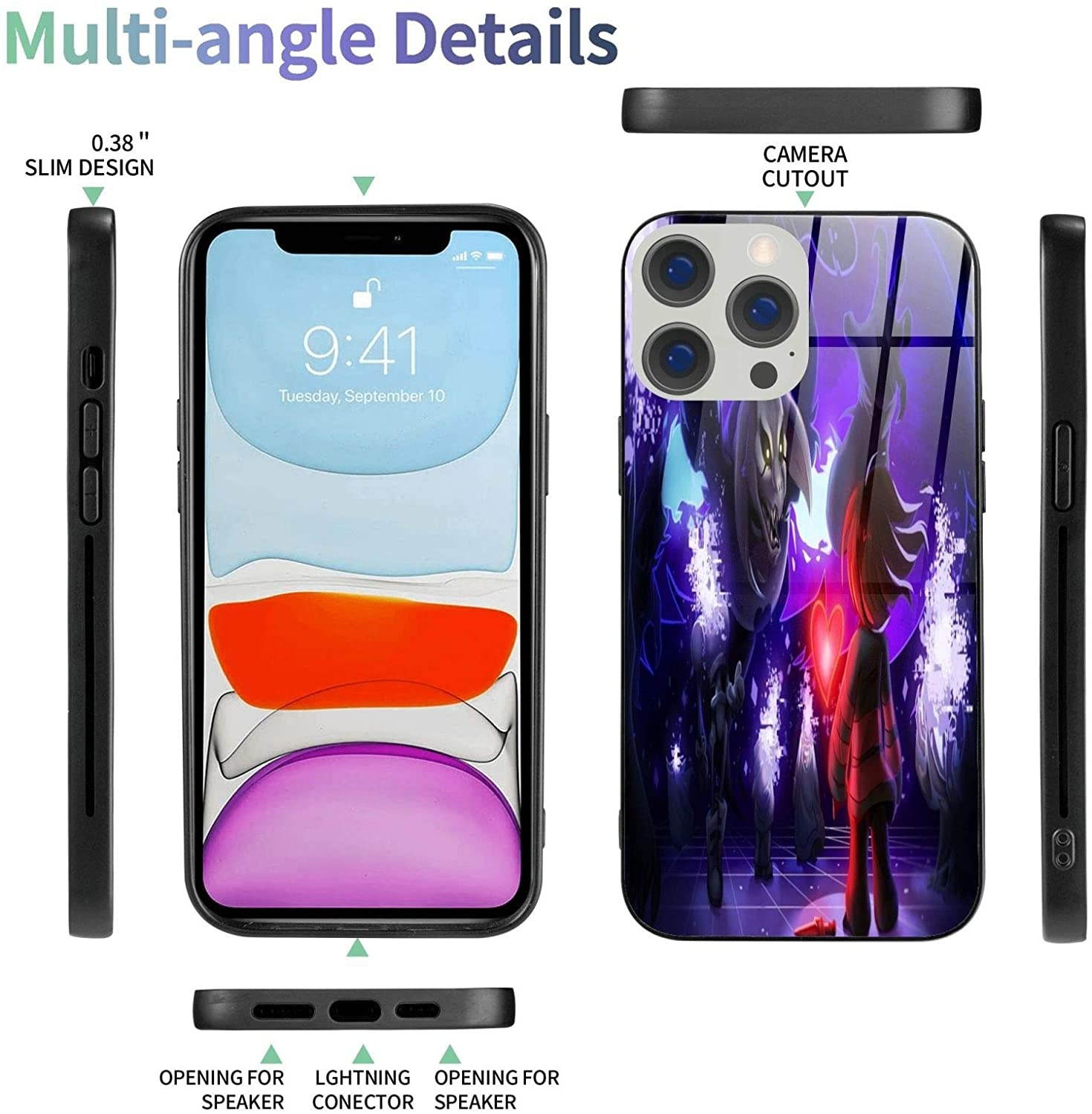 Undertale Sans Compatible with iPhone 12 Series Case Protective Shockproof Slim Soft TPU + Glass IP12-6.1