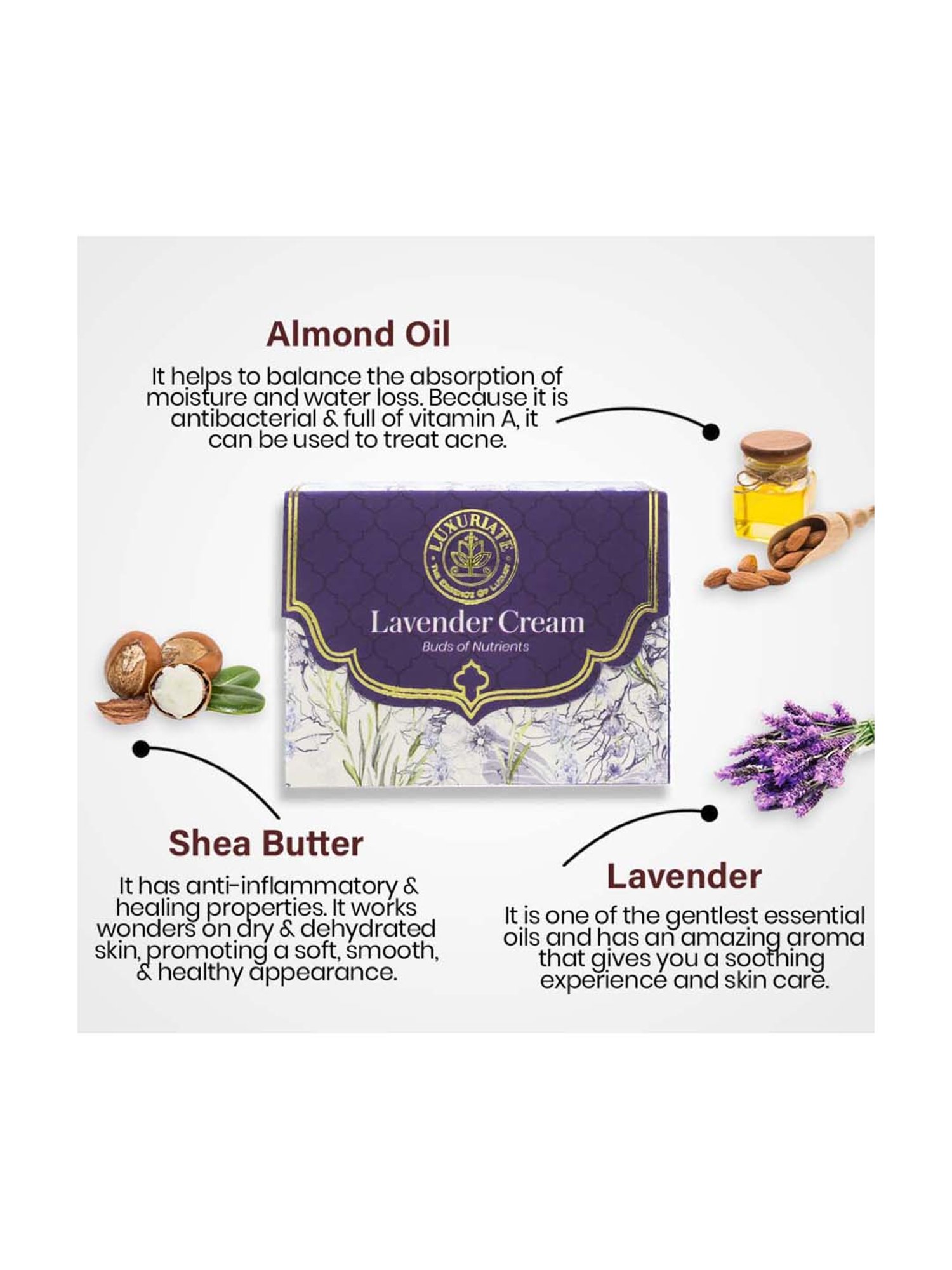 Luxuriate Natural Lavender Moisturizer Cream With Shea & Kokum Butter - 50 gm