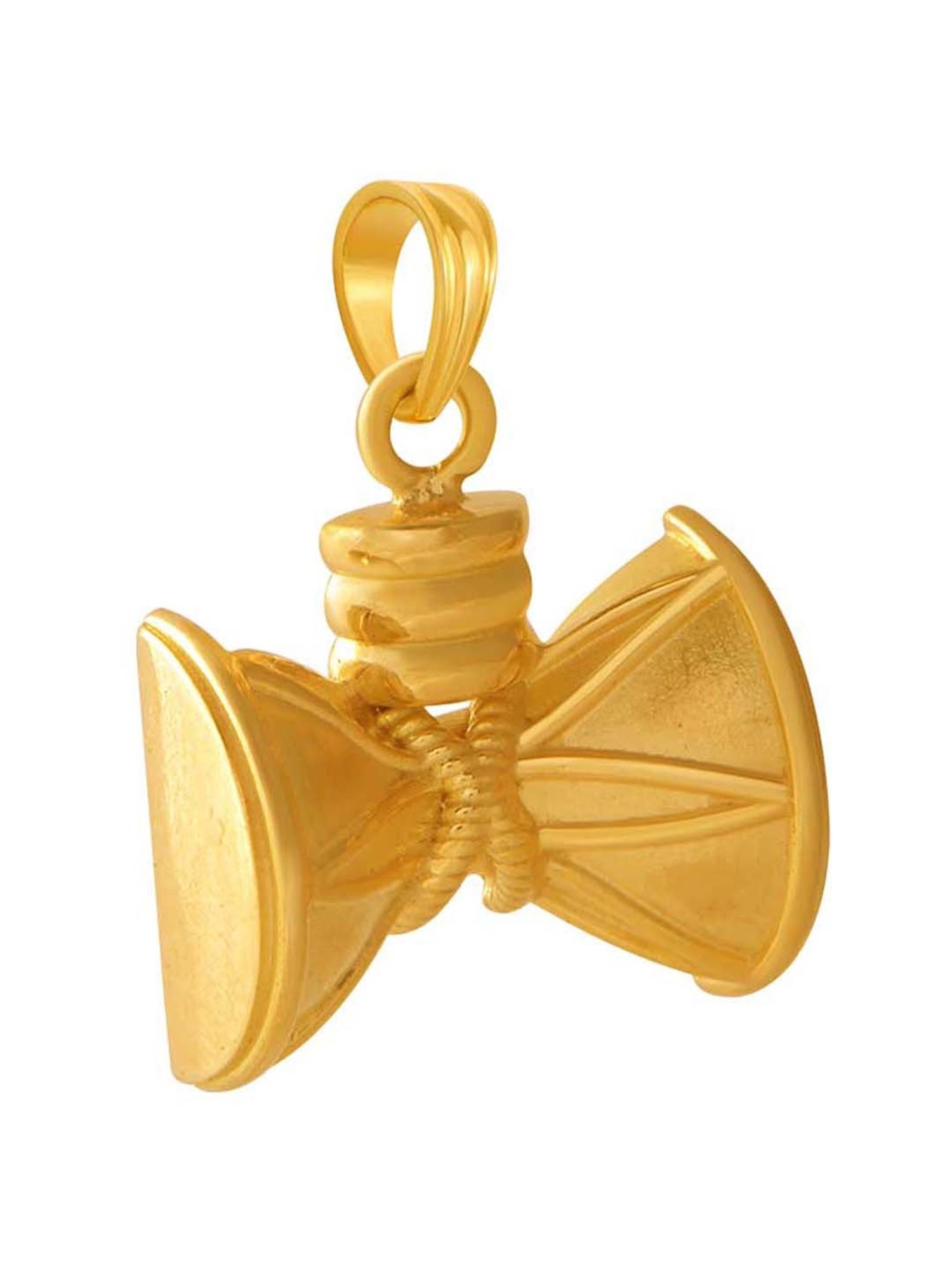 P.C. Chandra Jewellers 14k Yellow Gold Dumru Designed Pendant for Women & Girls