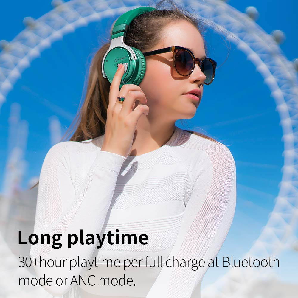 COWIN E7 Active Noise Cancelling Headphones with Bluetooth and Mic - 30H Playtime for Travel, Work, TV, PC, and Cellphone