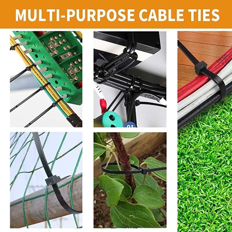 100Pack Heavy Duty Industrial Outdoor Zip Ties,Releasable 8 Inch Black Cable Ties, Nylon Adjustable Tie wrap,Reusable Zip Toes Tie Straps For Garden Plant Secure Vine, Home, Office Use