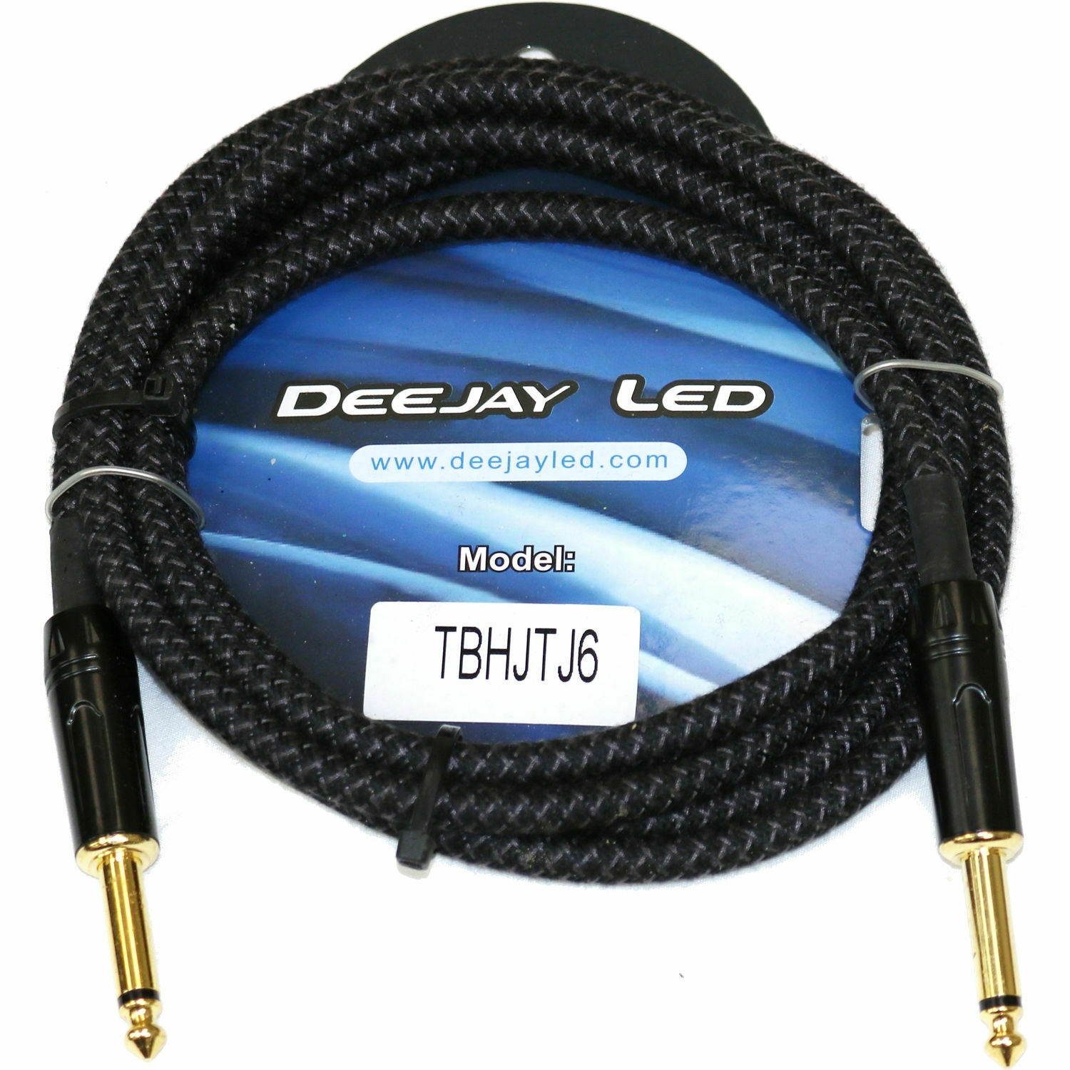 Deejay LED - TBHJTJ6 - 1/4" To 1/4" Braided Fabric Cable - Black - 6 ft.