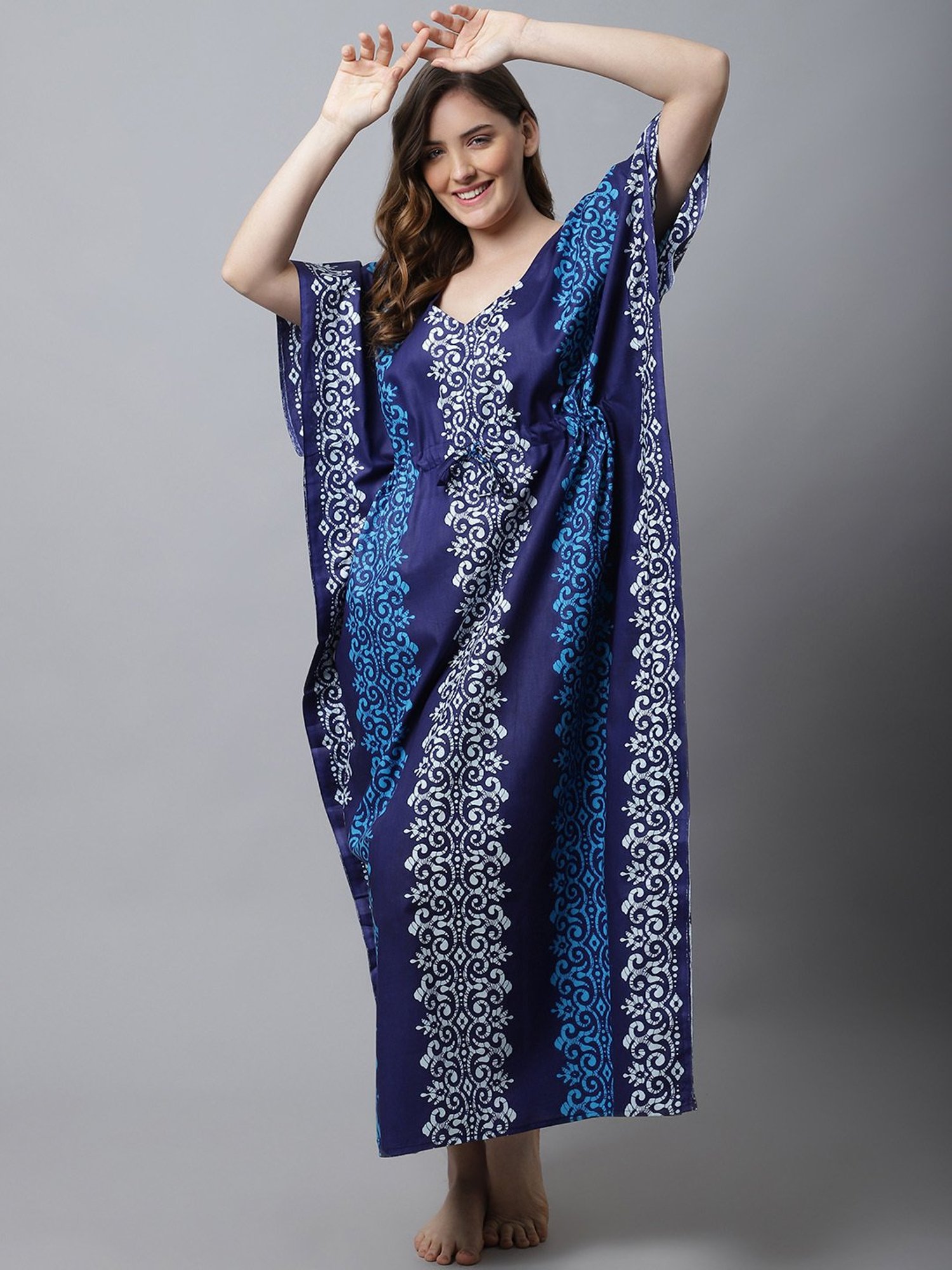 Secret Wish Blue Printed Kaftan Nighty