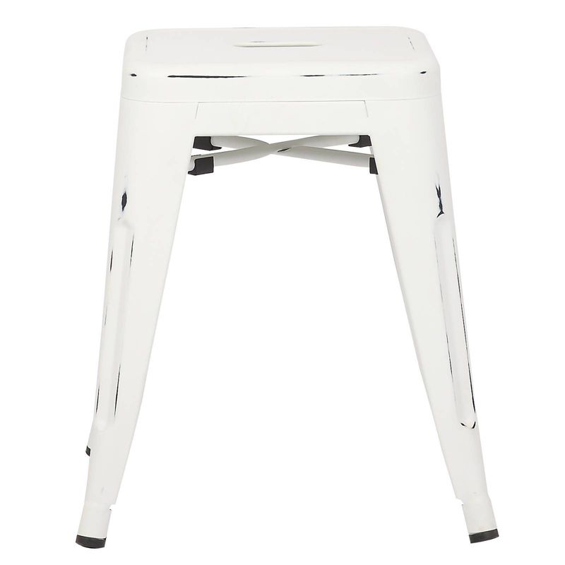 Set of 4 18" Franco Industrial Counter Height Barstools Distressed White - Edgemod