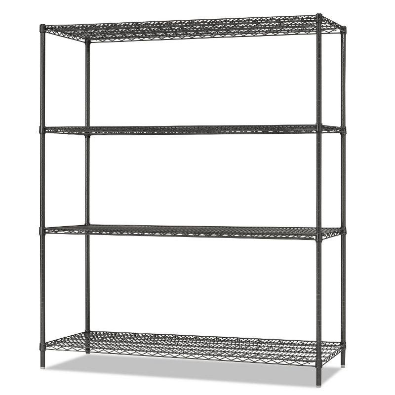 Alera All-Purpose Wire Shelving Starter Kit, 4-Shelf, 60 x 24 x 72, Black Anthracite+ SW206024BA
