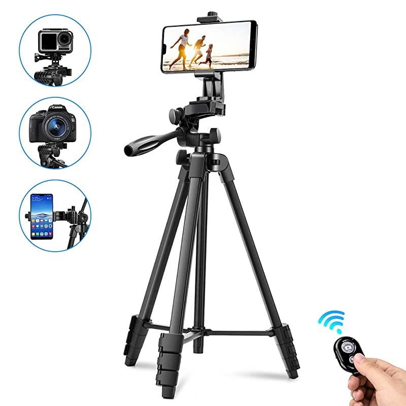 Tripod57 Extendable Travel Tripod Stand with Cell Tripod HolderSmartRemote ShutterCompatible with iAndroid CameraGopro