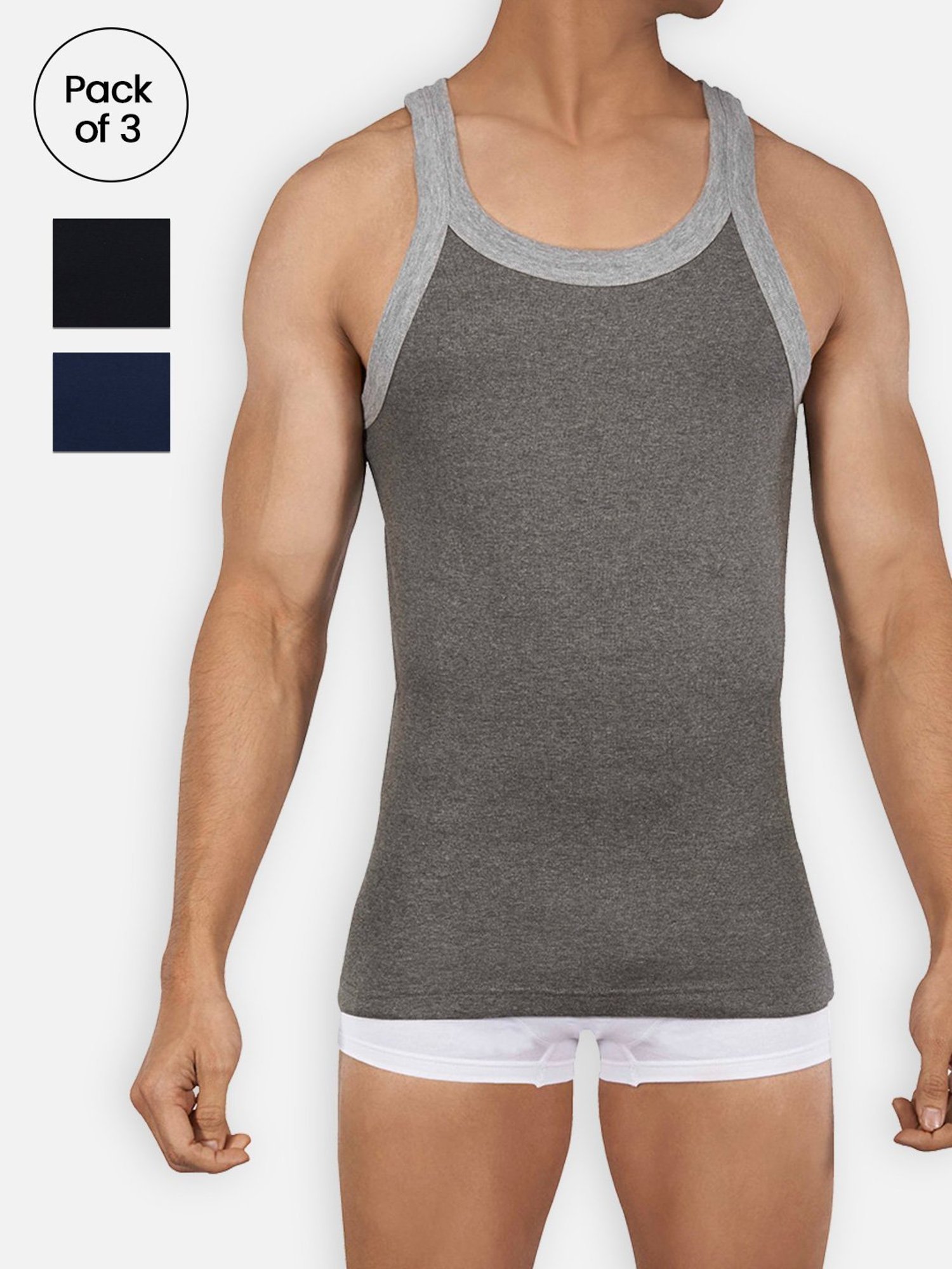 Zoiro Multicolored Regular Fit Vest - Pack Of 3