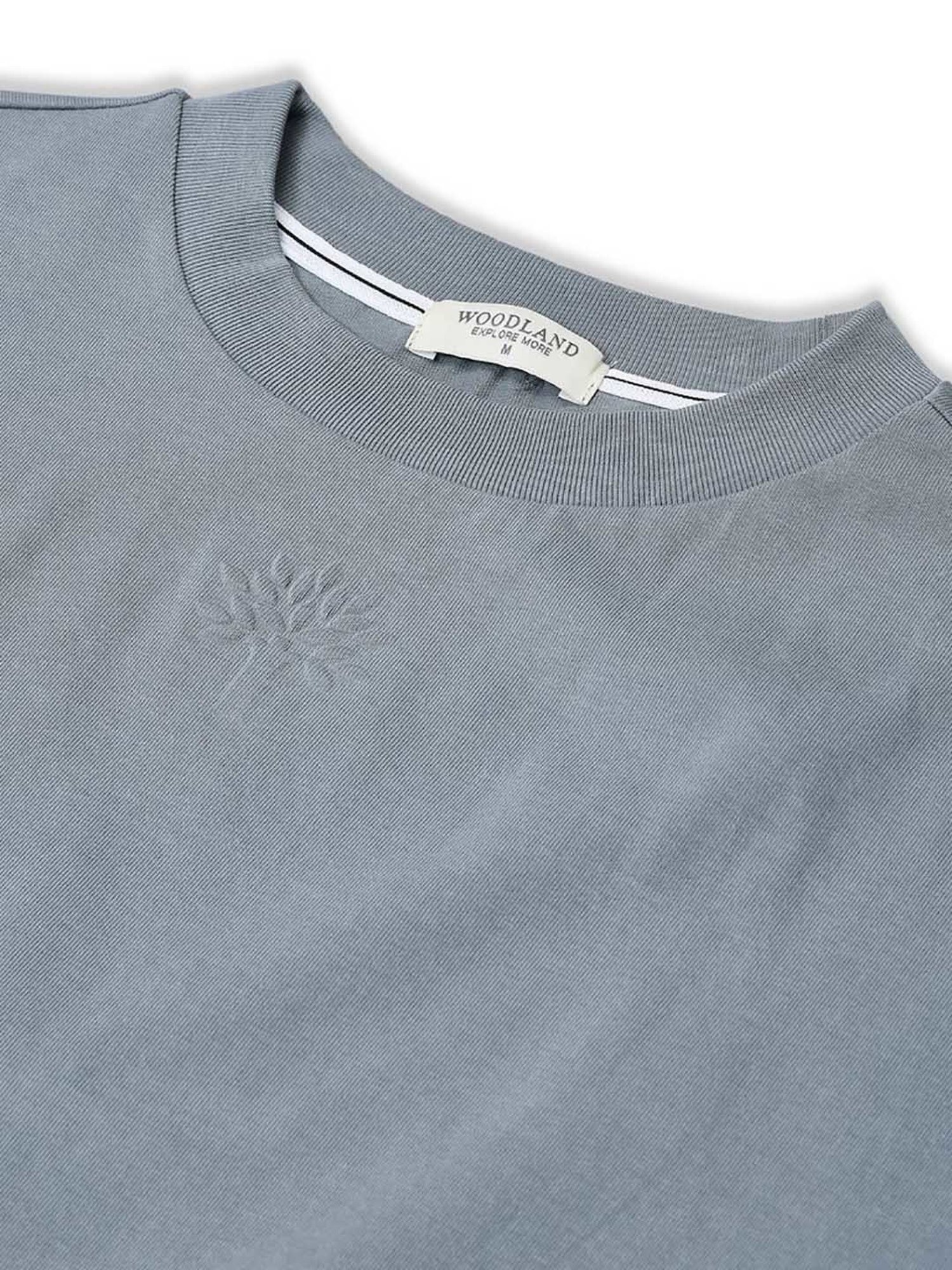 Woodland Greyish Blue Regular Fit Crew T-Shirt