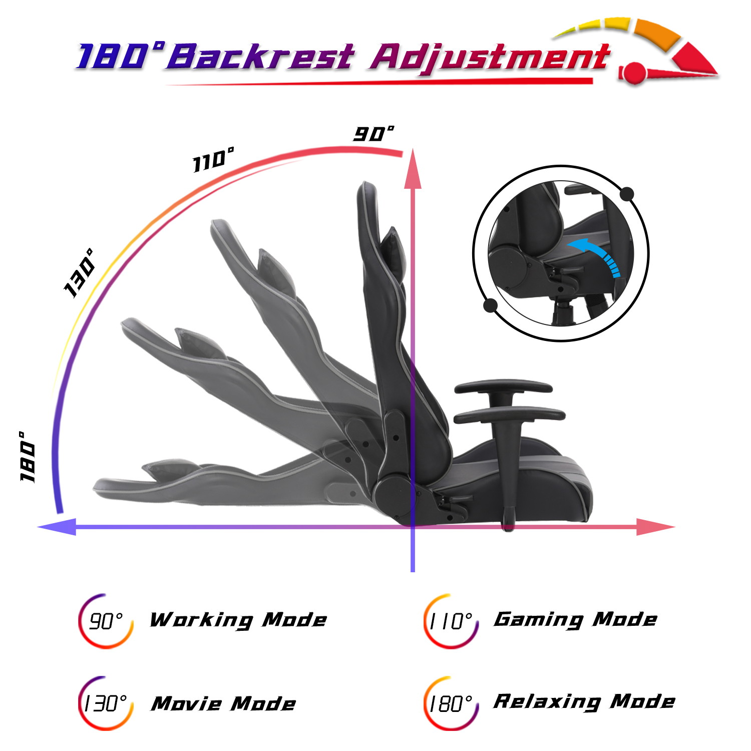 Racing Style Ergonomic Computer Gaming Chair Massage Chair with High-Back Swivel PU Leather, Seat Height Adjustable, and Lumbar & Head Support