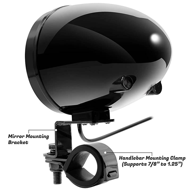 TS3-Q Gen.3 Motorcycle Weatherproof Bluetooth Speakers 7/8-1.25 in. Handlebar Mount MP3 Music Player Sound Audio Stereo Amplifier System ATV UTV w/AUX, USB, Micro SD, FM Radio, 4-Speaker