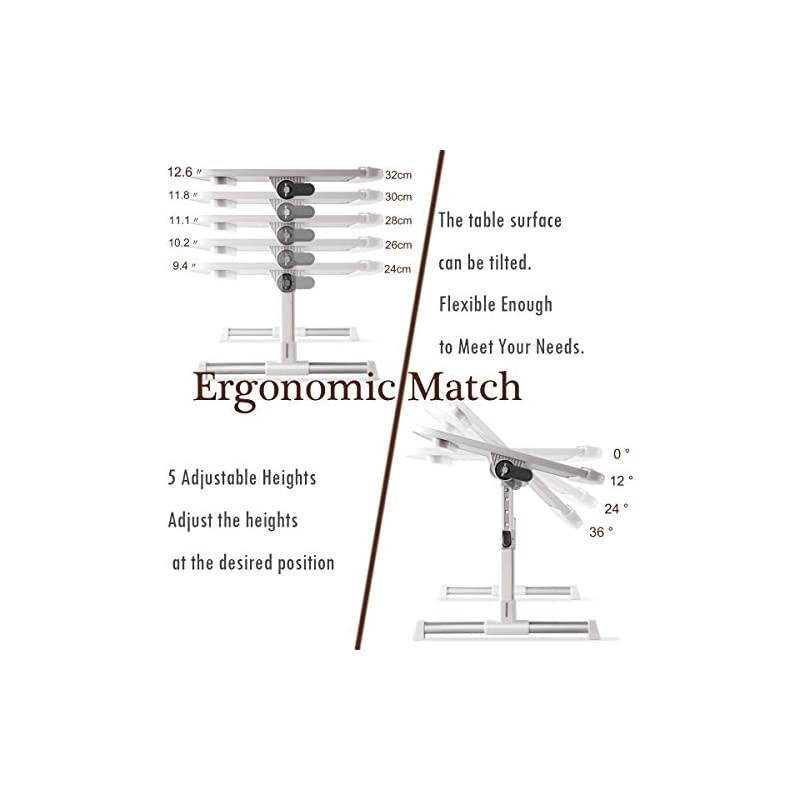 WT01 Lap Desk for Bed Portable Adjustable Wood Laptop DeskTable iPad StandHolder Lap Tray Lap Desk for KidsAdult in Bed Couch Sofa Office