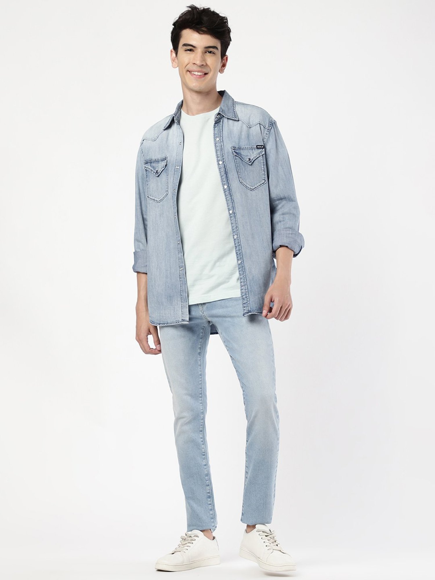 Passion Light Blue Slim Fit Heavily Washed Jeans