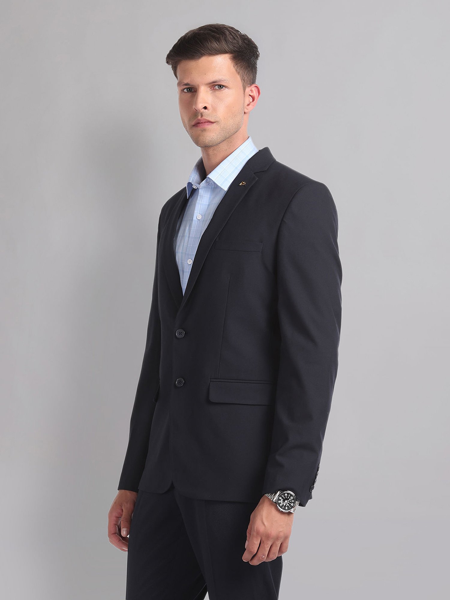 AD by Arvind Dark Navy Regular Fit Blazer