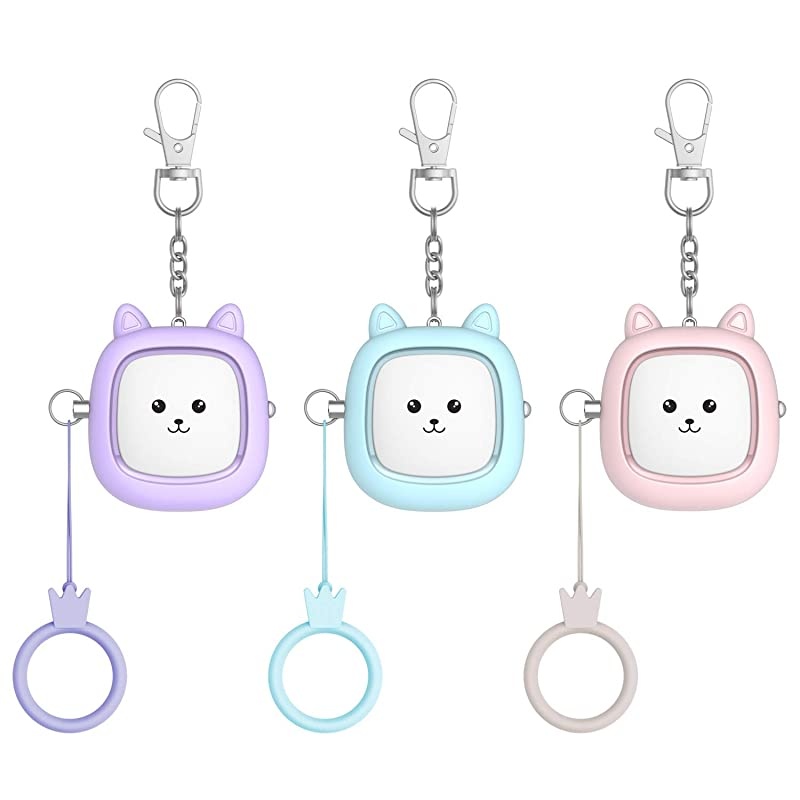Security Alarm, 3 Pack 130 dB Safe Sound Alarm with LED Lights, Emergency Self-Defense Security Alarm Protection Devices for Women, Men, Children, Elderly (Pink)