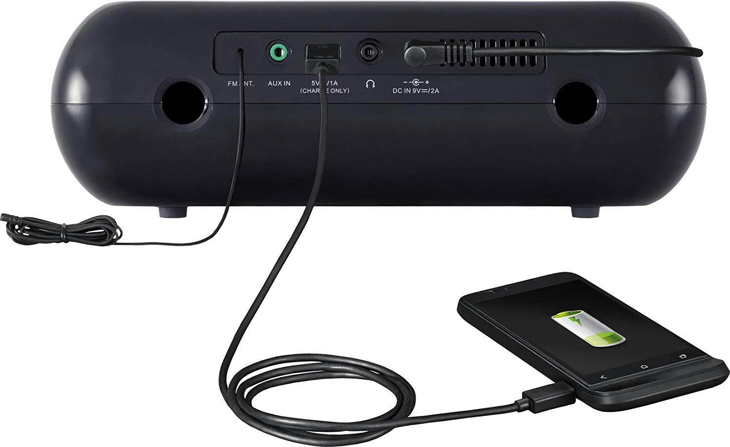 Sangean RCR-20 FM-RDS (RBDS) AM/Bluetooth/Aux-in/USB Phone Charging Digital Tuning Clock Radio with Battery Backup